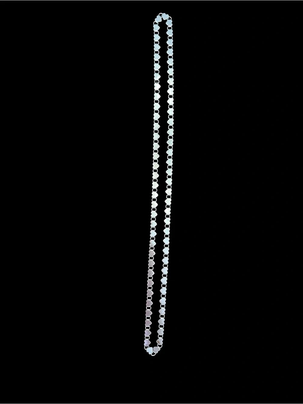 Vintage Silver Heart Link Long Chain Necklace Y2K